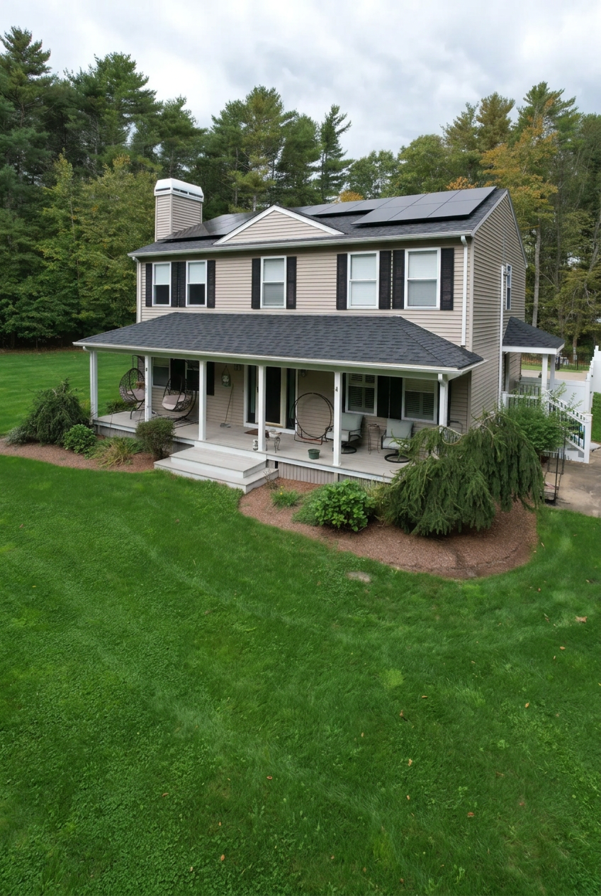 Western New York home with rooftop solar panels
